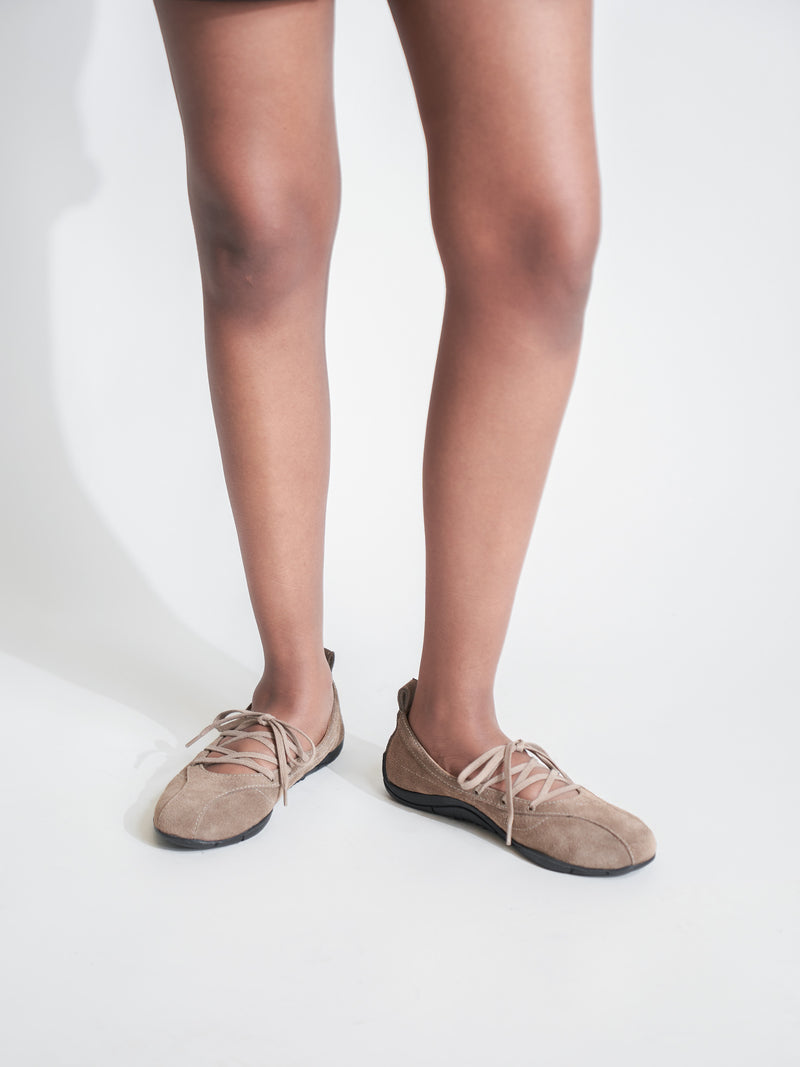 Zava Taupe Suede Ballerina