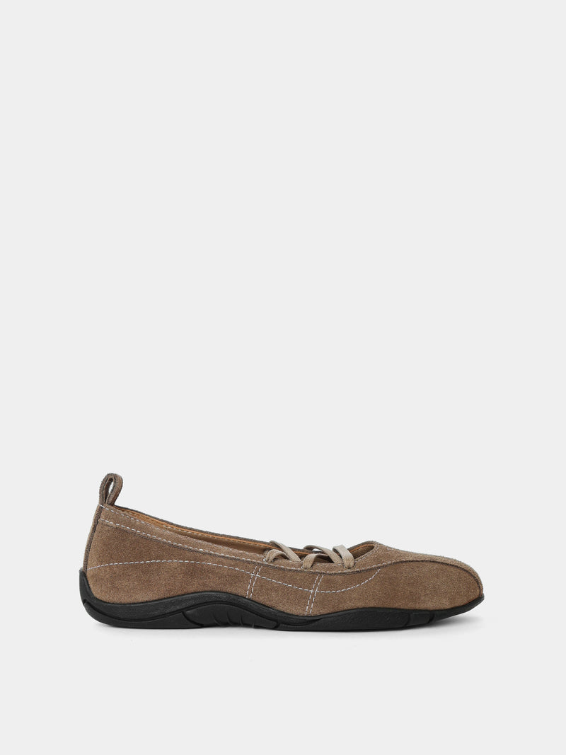 Zava Taupe Suede Ballerina