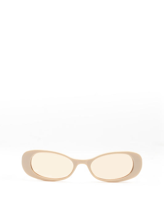 Cream oval sunglasses with cream lense