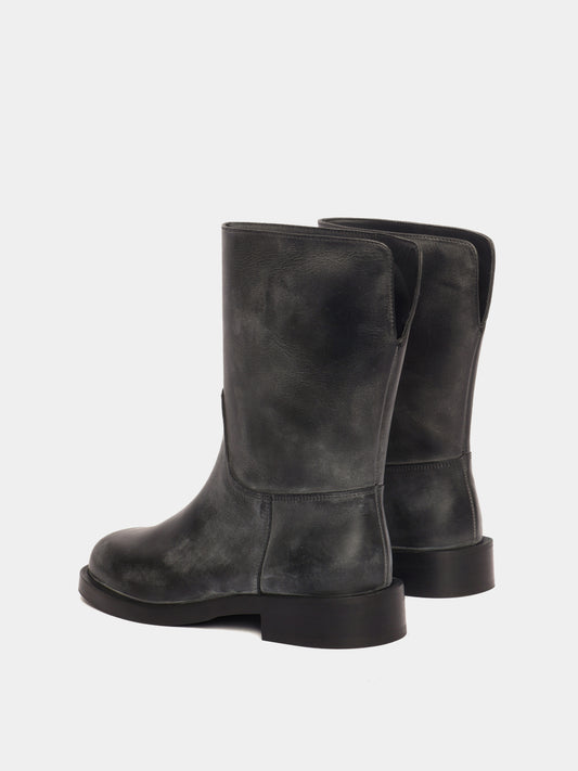 Black leather boots