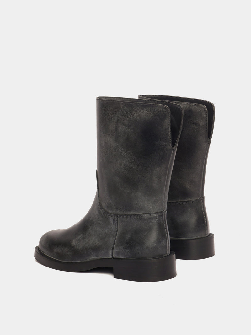 Black leather boots