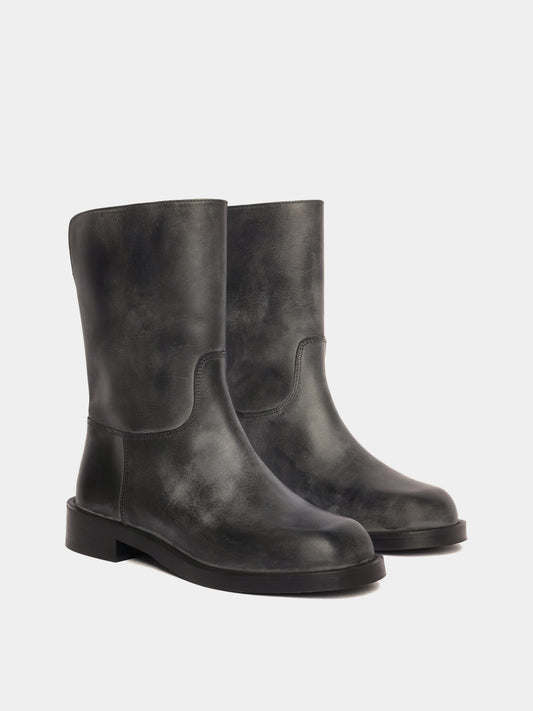 Black leather boots