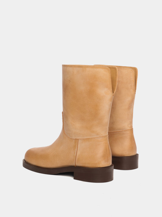 Tan leather boots
