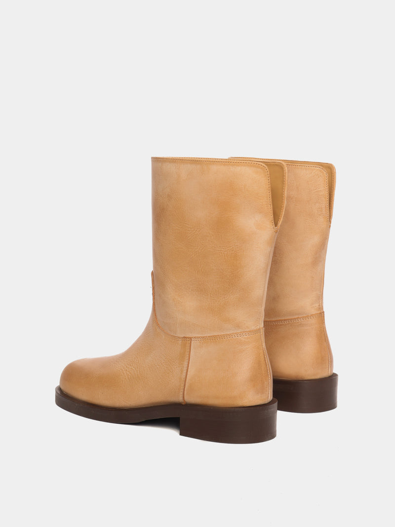 Tan leather boots