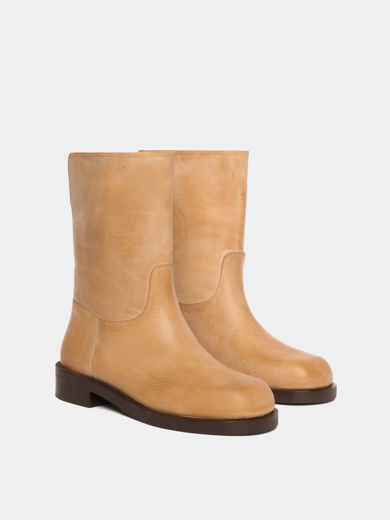 Tan leather boots