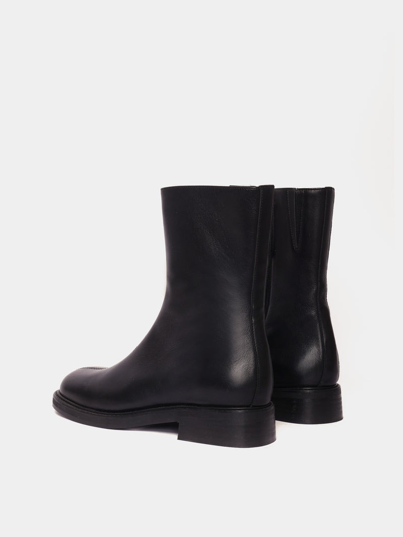 Black leather ankle boots