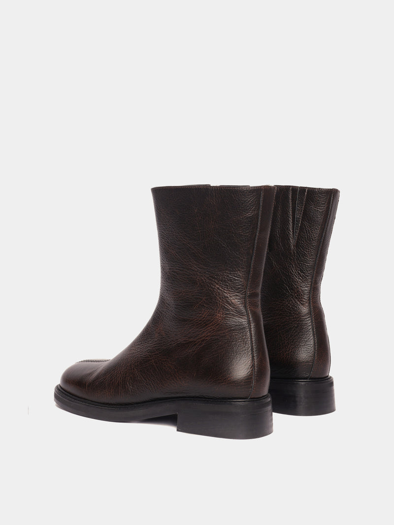 Brown leather ankle boots