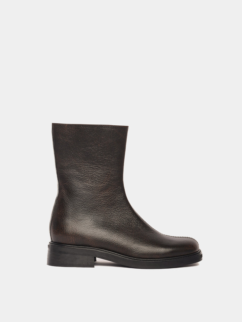 Brown leather ankle boot