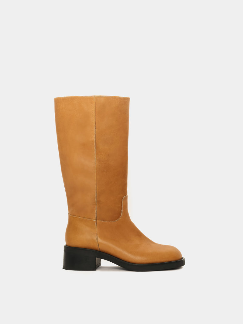 Knee-high dijon moto boots 