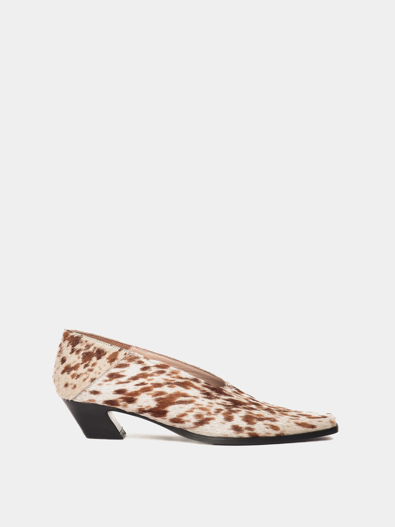 Bambi pony hair closed-toe heel